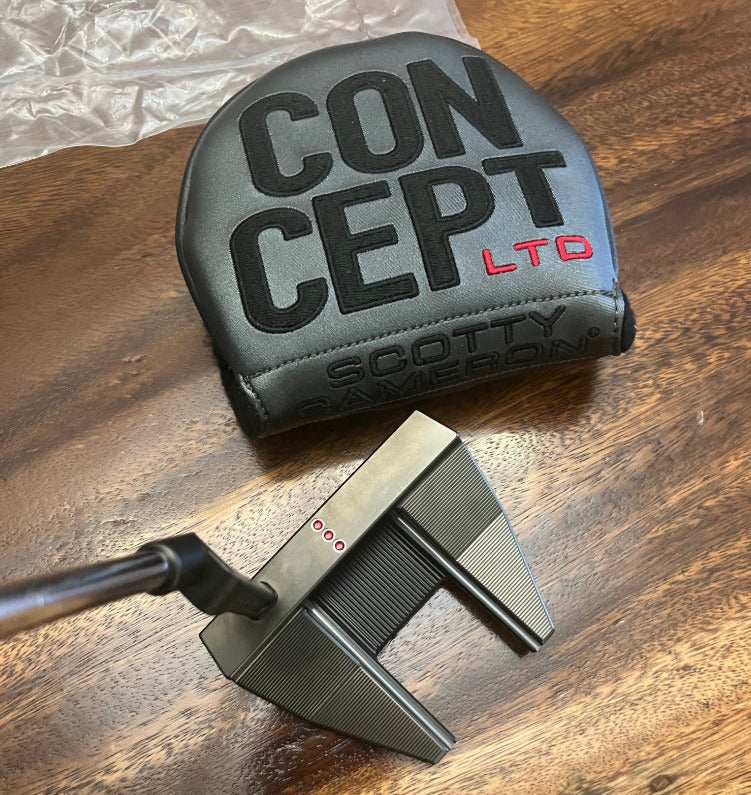 2023 Scotty Cameron Concept X 7.2 putter with headcover in gray with black and red lettering