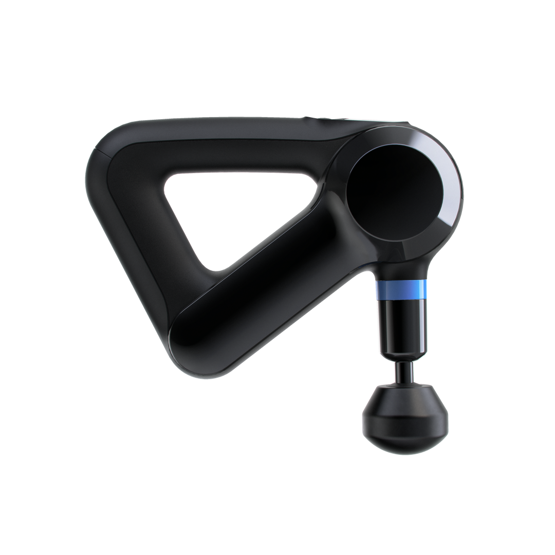 Thergun Elite Generation 4 massage gun in black with a blue ring.